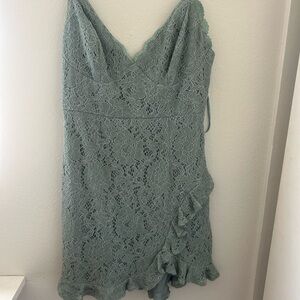 Selfie Leslie Lace Overlay Dress in Soft Blue